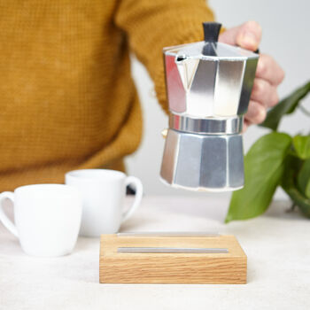Personalised Stovetop Moka Pot Stand And Free Coffee, 6 of 8