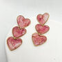 Pink Marbled Heart Statement Stud Earrings, Valentines, thumbnail 6 of 11