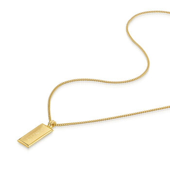 Tall Ingot Tag Men's Necklace 18 K Gold Plated Silver, 5 of 6