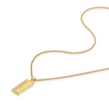 Tall Ingot Tag Men's Necklace 18 K Gold Plated Silver, 6 of 8