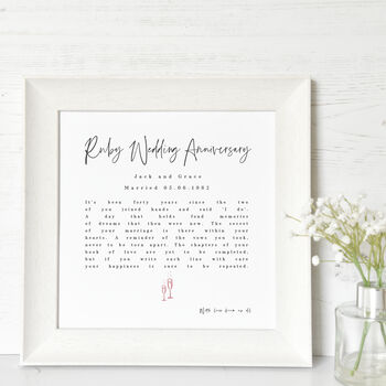 Ruby Wedding Anniversary Print With Poem, 2 of 4