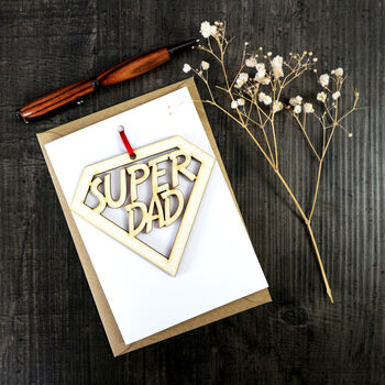 Super Dad Fathers Day Card With Woodcut Keepsake, 6 of 6