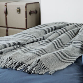 Extra Large Marl Grey And Charcoal Check Wool Throw, 2 of 2