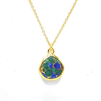 18k Gold Vermeil Plated Azurite May Birthstone Necklace, 3 of 4