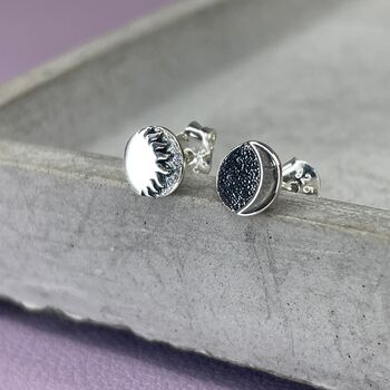 925 Sterling Silver Night And Day Studs, 7 of 10