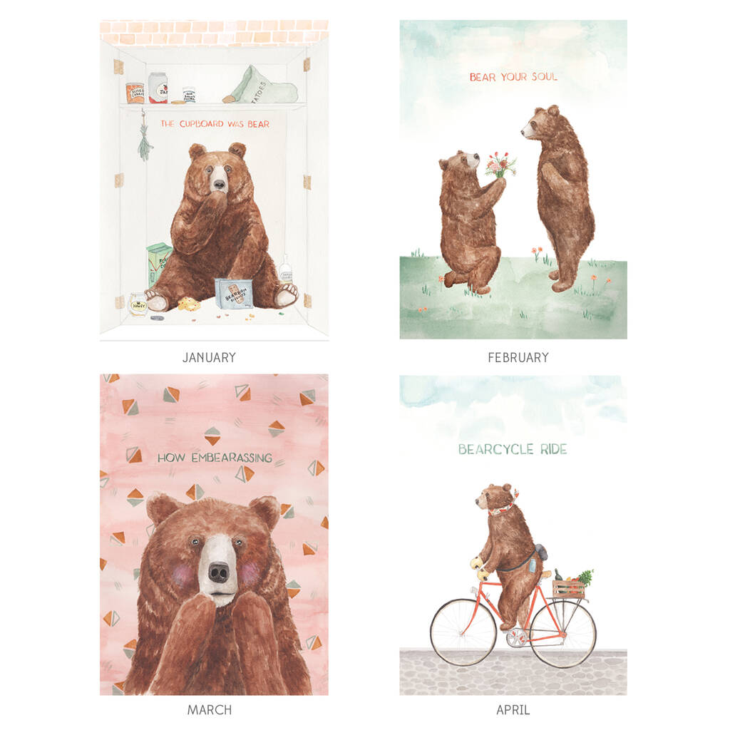 2020 Bear Wall Calendar Sale By Mister Peebles | notonthehighstreet.com