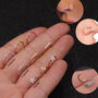 Nose Ring Adjustable With Shiny Tiny Zirconia, Gold And Rose Gold Colour, thumbnail 2 of 8