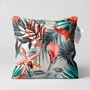 Cushion Cover With Red And Grey Floral Pattern, thumbnail 1 of 7