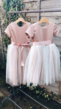 Blush Pink Cap Sleeve Flower Girl Dress, 7 of 9