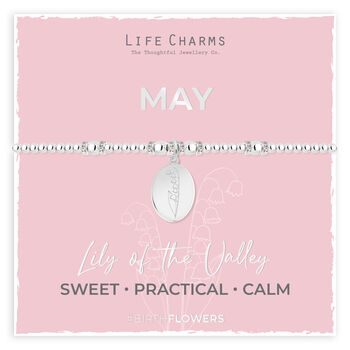 May Birth Flower Silver Plated Beaded Charm Bracelet, 3 of 3