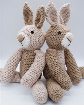 Handmade Crochet Twinning Bunny Buddies Soft Toy Set, 2 of 5