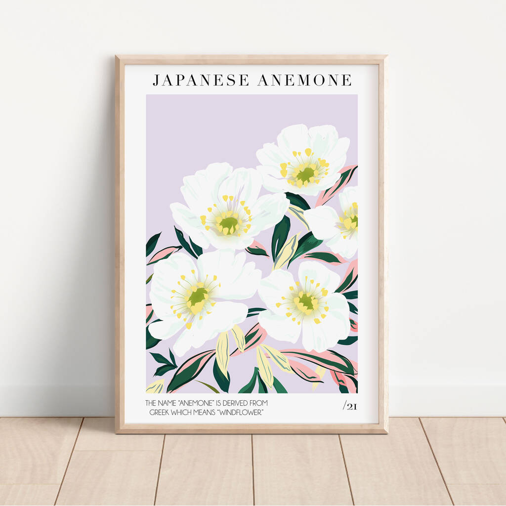 Japanese Anemone Floral Print, 1 of 3