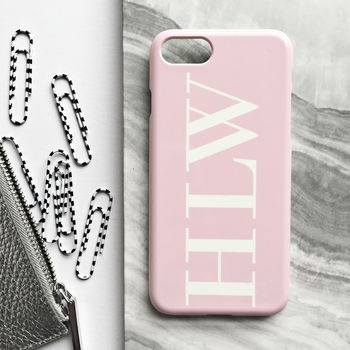 Soft Pink And White Monogram Phone Case, 2 of 4