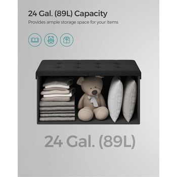 Storage Ottoman Flipping Lid Foldable Storage Bench, 4 of 8