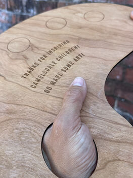 Large Personalised Wooden Artist Palette With Engraved Message, 4 of 5