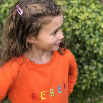 'Rebel' Embroidered Children's Organic Sweatshirt, 2 of 8
