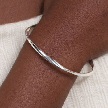 Sterling Silver Soft Twist Bangle, 2 of 5