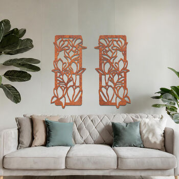 Elegant Metal Floral Vine Wall Art Panel Set For Living Room Or Hallway Decor, 8 of 11