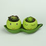 G Decor Smiling Pair Peas In The Pod Planter, thumbnail 2 of 7