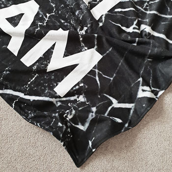 Black Marble Large Letter Personalised Blanket Throw, 8 of 9