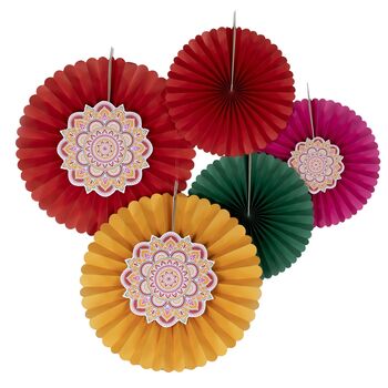 Multicoloured Diwali Paper Fan Decorations, 2 of 3