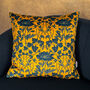 Luxury Velvet Cushion With Piping Summer Mustard And Navy Optional Piping, thumbnail 5 of 8