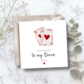 Playing Cards Birthday Card, To My Queen, 2 of 3