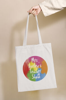 Rainbow Paint Personalised Teacher Tote Bag, 2 of 2