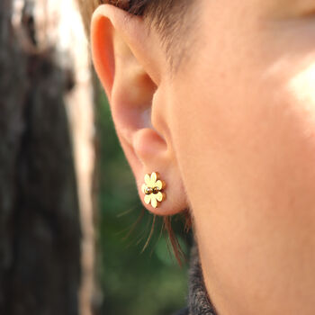 Daisy Flower Stud Earrings Floral Jewellery 18k Gold, 4 of 10