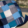 Modern Quilted Textile Throw, Natural Fabrics, thumbnail 2 of 3