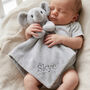 Personalised Grey Elephant Baby Comforter, thumbnail 2 of 4