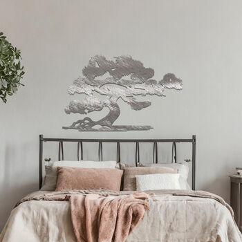 Metal Bonsai Tree Hanging Wall Art For Living Room Or Garden, 5 of 11