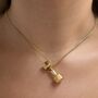 Personalised Gold Coloured Dumbbell Pendant Necklace, thumbnail 7 of 9