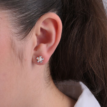 Gift Bag 70th Sterling Silver Flower Pearl Earrings, 4 of 4