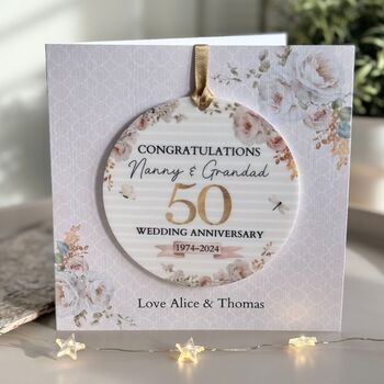 Golden 50 Years Anniversary Detachable Keepsake Card, 2 of 2