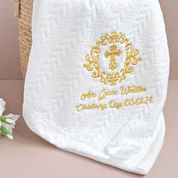 Cable Knit Personalised Christening Blanket, 8 of 10