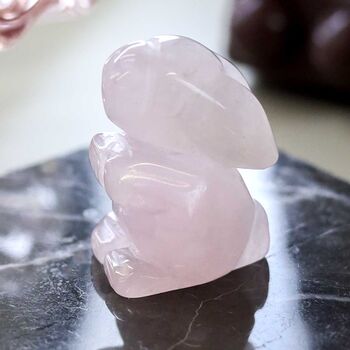 Rose Quartz / Clear Quartz Rabbit Carved Gemstone, 5 of 7