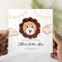 Personalised Crochet Lion New Baby Card, thumbnail 1 of 4