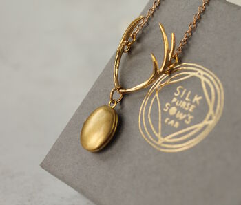 Personalized Antler Locket Necklace, 3 of 10