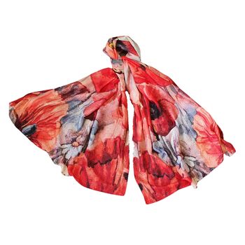 Poppy Flower And Butterfly Lightweight Scarf, 3 of 4