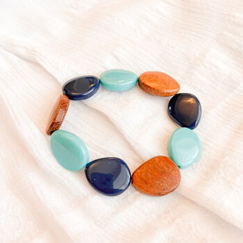 Teardrop Resin And Wood Natural Statement Bracelet, 2 of 3