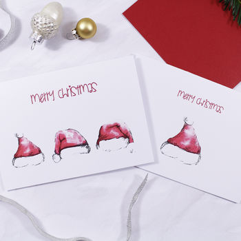 Santa Hat 'Merry Christmas' Christmas Card, 3 of 7