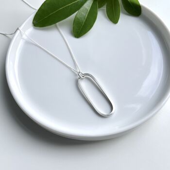 Elongated Oval Pendant Necklace, 2 of 3