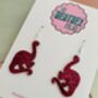 Pink Brontosaurus Dinosaur Glitter Resin Earrings / Gift For Dino Lover / Colourful Animal Jewellery / Fun Accessories, thumbnail 5 of 5
