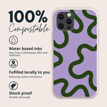 Purple Swirl Biodegradable Phone Case, 2 of 8