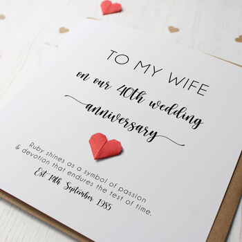 Personalised 40th Ruby Wedding Anniversary Card, 2 of 6