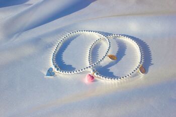 Sterling Silver Pink Heart Ball Bead Bracelet, 5 of 9