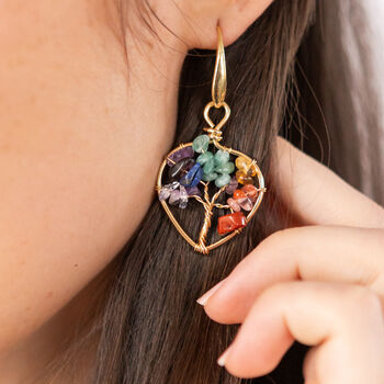 Tree Of Life Chakra Crystal Drop Earrings, 3 of 7