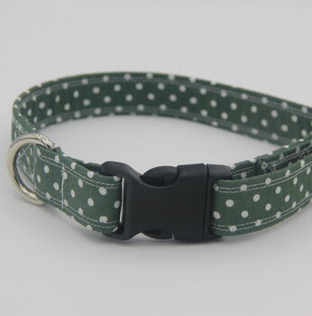 Dark Green Polkadot Dog Collar, 10 of 12