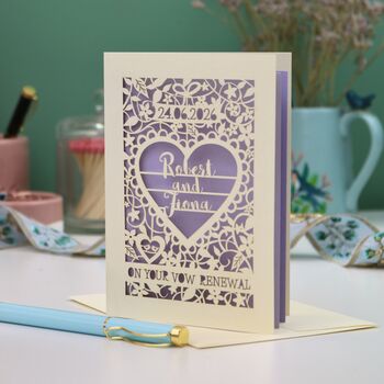 Personalised Papercut Vow Renewal Card, 2 of 7